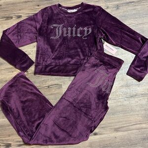 NWT Juicy Couture Velour Spiced Beet Sleepwear Set Tracksuit Embellished Logo Sm